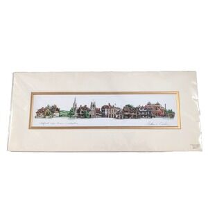 Stratford Upon Avon Landmarks Signed Matthew Cook Matted Print 17"x7"